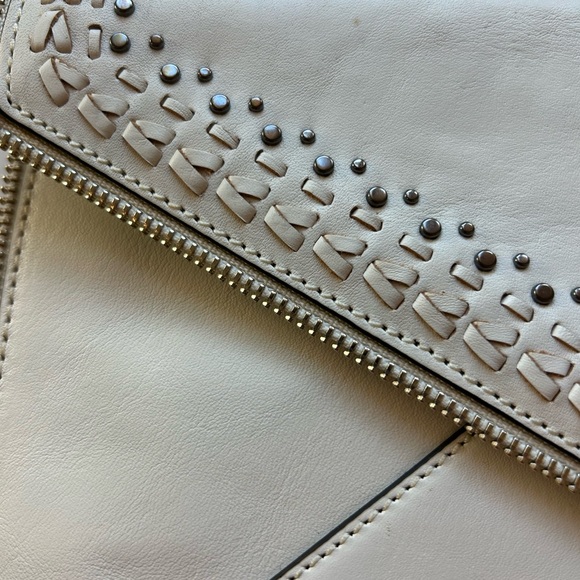 Rebecca Minkofff Leo Ivory Clutch With Gorgeous Metal Stud Detail & Stitching - Picture 4 of 8